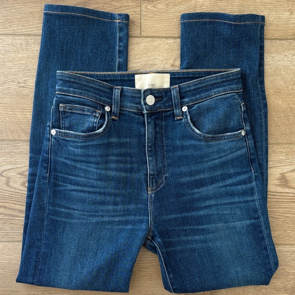 CQY Denim High Rise Straight Leg Jeans